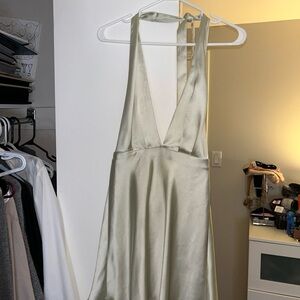 Zara Cream Backless Halter Dress